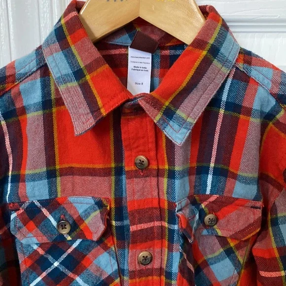 Boys Red Plaid Button Down Dress Shirt Sz 8 - Picture 2 of 3